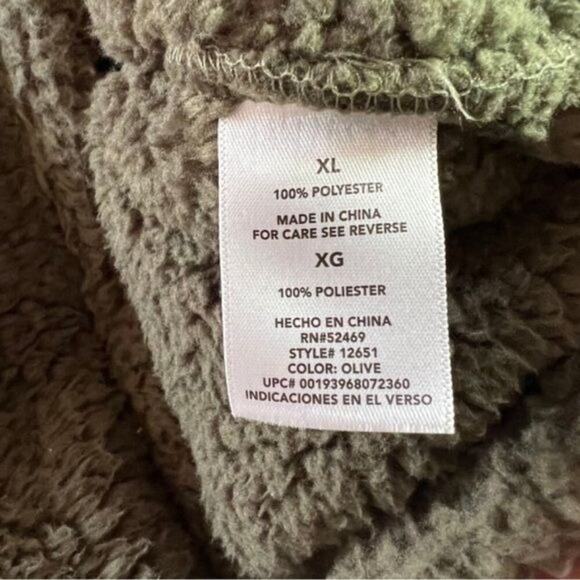 Alpine Sherpa Olive Green XL 1/4 Zip Fleece Pullover Jacket - Picture 5 of 7